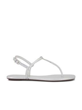 Schutz Elsha Sandal in Prata metallic silver strappy flat open toe